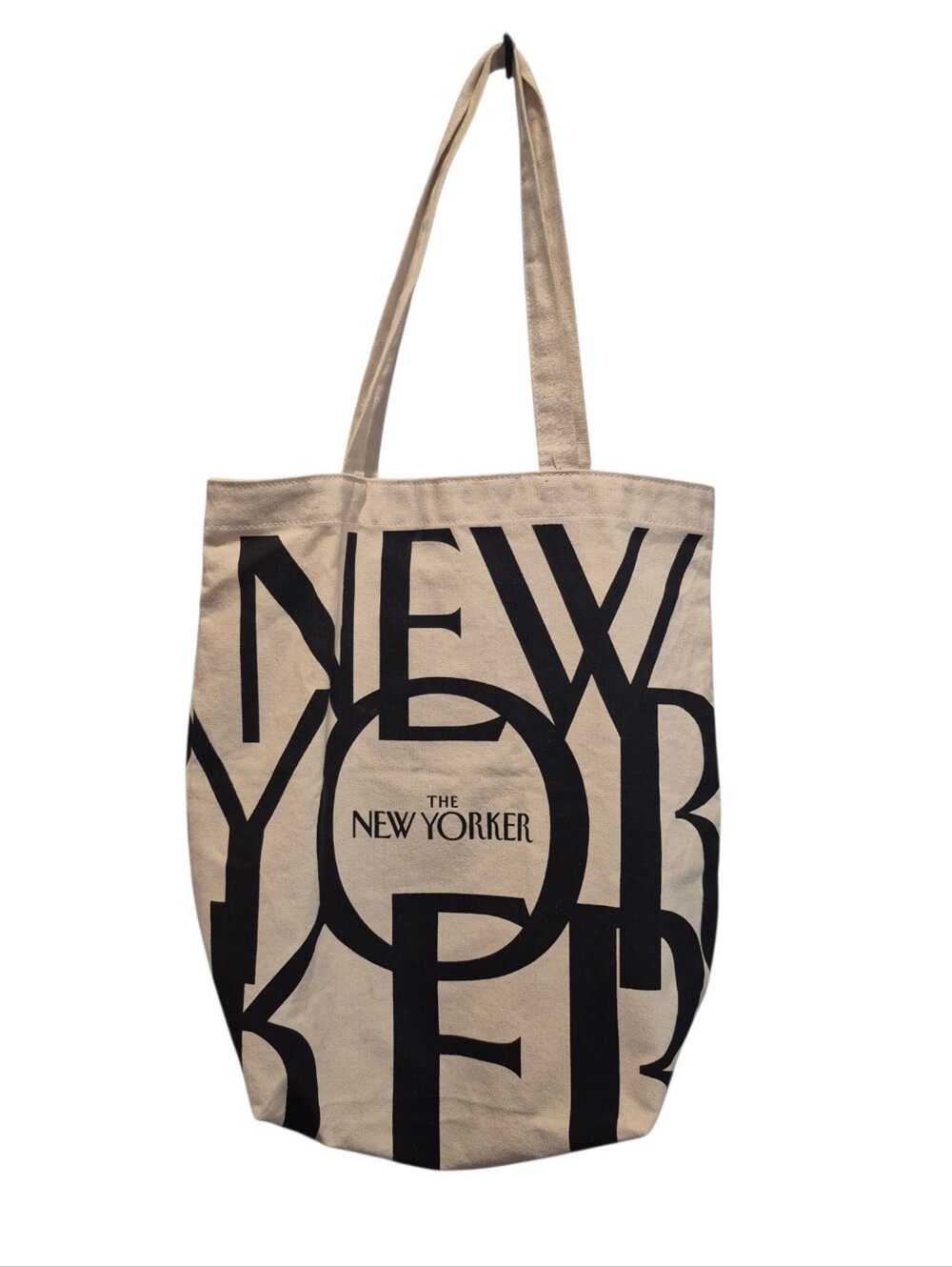 New Yorker Canvas Graphic Tote Bag Cream Black